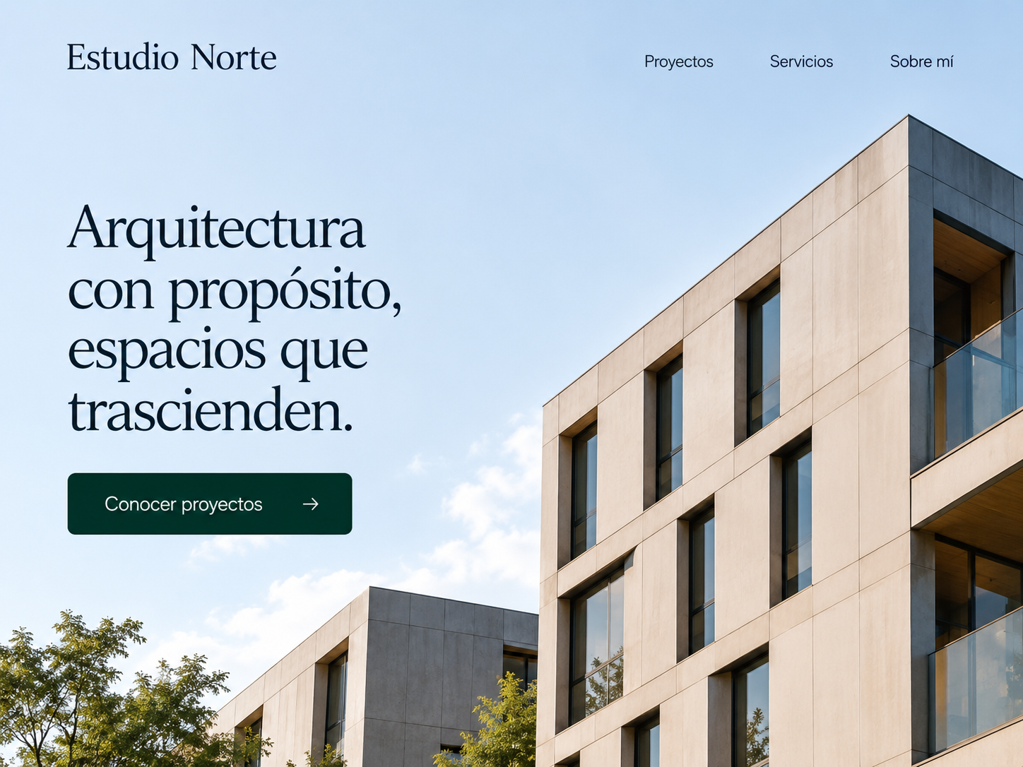 Ejemplo de sitio profesional para Arquitectura